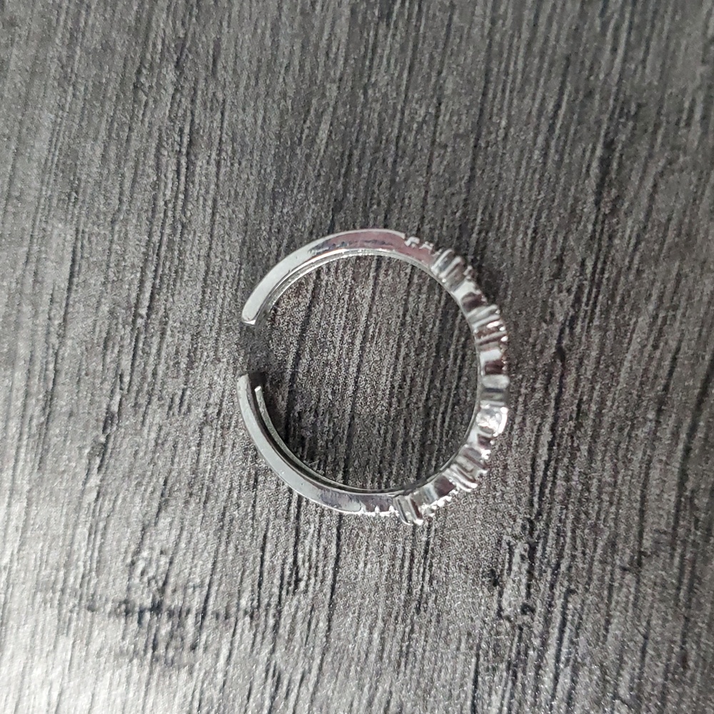 Silver Crystal Tiara-Style Open Band Ring - Silver Adjustable Band R818 - Picture 2 of 2